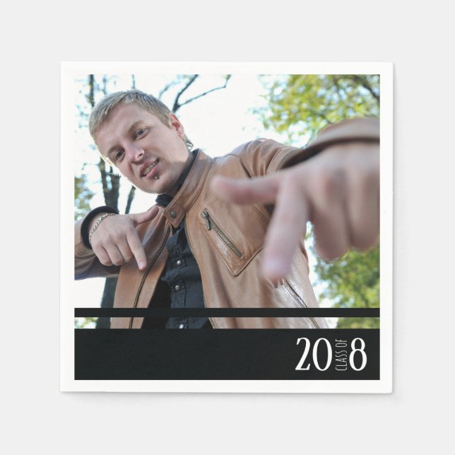 Modern Black & White Student Anpassningsbar Party Pappersservett (Framsidan)