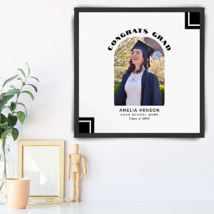 Modern Black White Student Guest Namnteckning Phot Poster