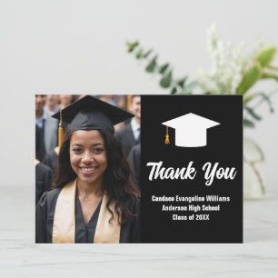 Modern Black White Student Photo Studenten Tack Kort