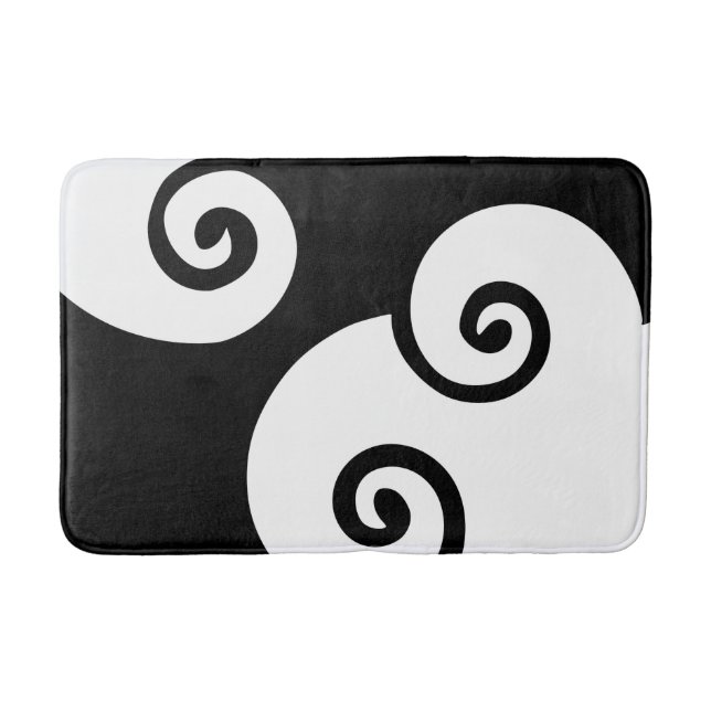 Modern Black & White Swirls Mönster Badrumsmatta (Framsidan)