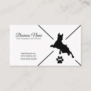 Modern Black & White Tass Silhouette Hund Walking Visitkort