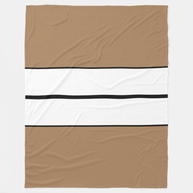 Modern Black White Tävla Rand på Mocha Brown Fleecefilt (Framsidan)