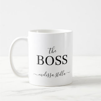 Modern Black & White The Boss Name | Girly Gift Kaffemugg