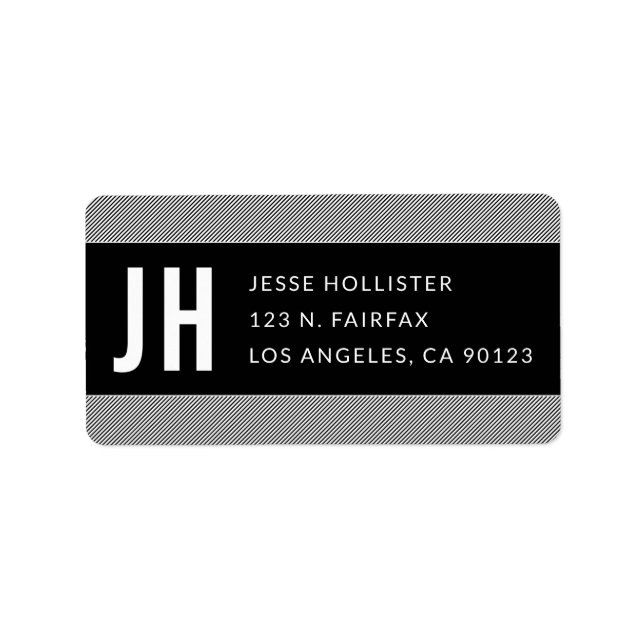 Modern Black & White Thin Rand Returadress Adressetikett (Framsidan)