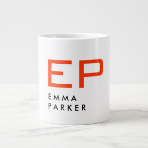 Modern Black White Trendig Red Monogram Jumbo Mugg