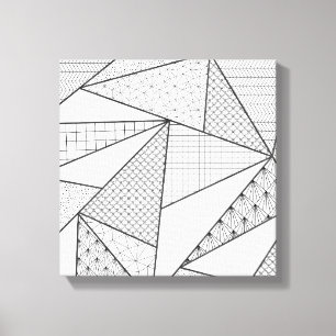 Modern Black White Triangles Geometric Mönster Canvastryck