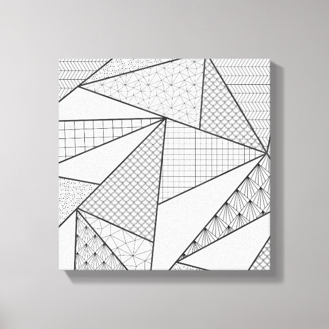 Modern Black White Triangles Geometric Mönster Canvastryck (Framsida)