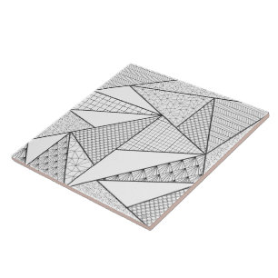 Modern Black White Triangles Geometric Mönster Kakelplatta