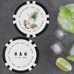 Modern Black White Tropical Drink Voucher Bröllop Poker Marker
