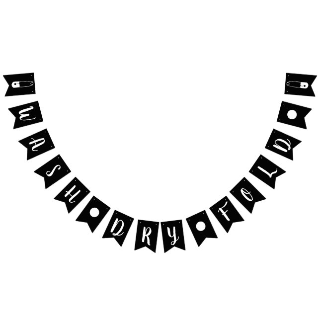 Modern Black & White Tvättar Dry Fold Tvätt-rum Vimplar (Alla)