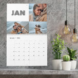 Modern Black White Typography 3 Photo Family Kalender<br><div class="desc">Modern Black White Fold Typography 3 Photo Family Calendar med plats för dina favoritfoton i familjen ställe,  3 fotorutnätslayout inuti.</div>