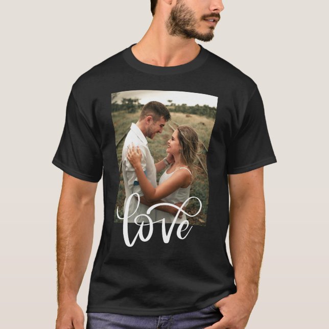 Modern Black & White Typography Photo Valentine T Shirt (Framsida)