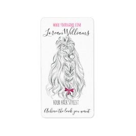 Modern Black White Vågigt Hair Rosa Bow Hairstylin Adressetikett