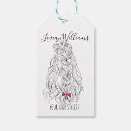 Modern Black White Vågigt Hair Rosa Bow Hairstylin Presentetikett