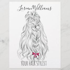 Modern Black White Vågigt Hair Rosa Bow Hairstylin Reklamblad