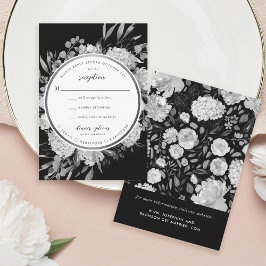 Modern Black & White Watercolor Blommigt Ram OSA