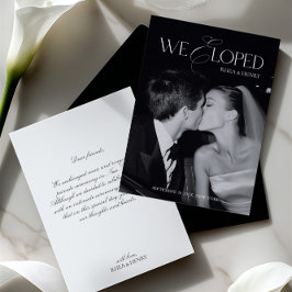 Modern Black & White We Eloped Wedding Meddelande