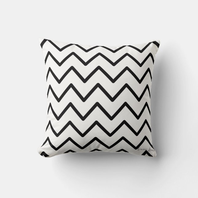 Modern Black Zigzag Pattern Decorative Throw Pillo Kudde (Framsida)