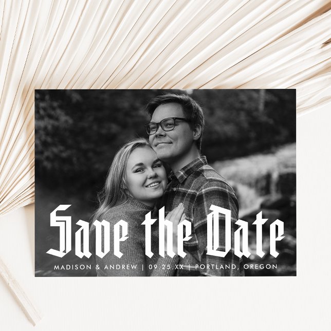Modern Blackletter Typografi Foto Spara Datumet (Skapare uppladdad)