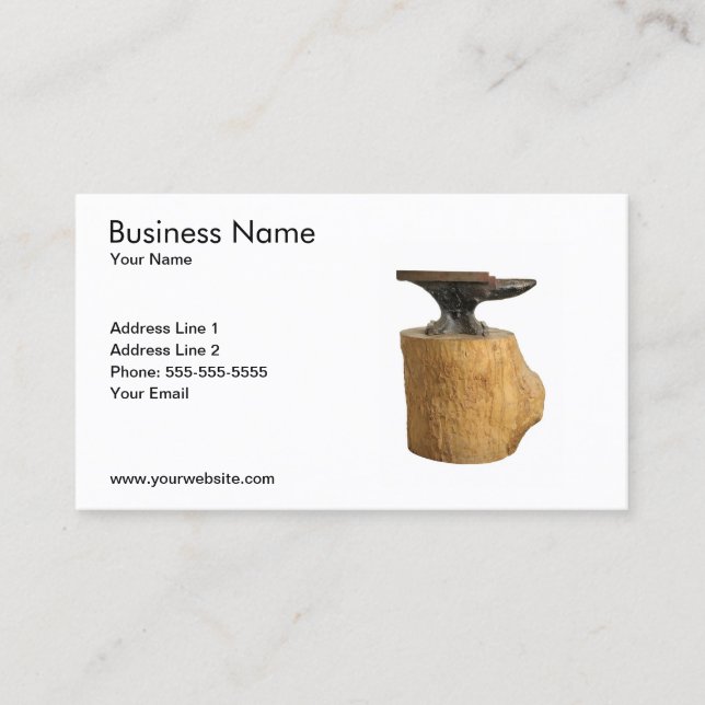 Modern Blacksmith Anvil Business Card-mall Visitkort (Framsida)