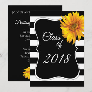 Modern BlackWhite Rand-solros 2018 Studenten Inbjudningar