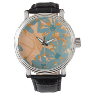 Modern blad design i persika armbandsur