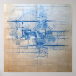 Modern Blådedesign för hus Poster