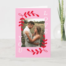 Modern bladkrans Kärlek du Foto Rosa Alla hjärtans