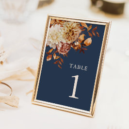 Modern Blåfallsbröllop i marinen Bordsnummer