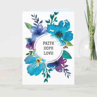 Modern blåfärgad blommigt, bibelkort tack kort