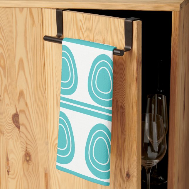 Modern blåglad påskägg mönster  kökshandduk (Thirds Fold)