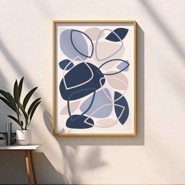 Modern Blågrå Abstrakt Mönster Poster (Skapare uppladdad)