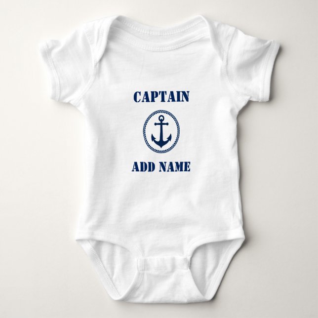 Modern blåhavsankare och Baby Namn/rank T Shirt (Framsida)