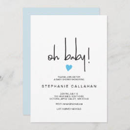 Modern blåhjärtsmotif för Pojke-visning Inbjudningar