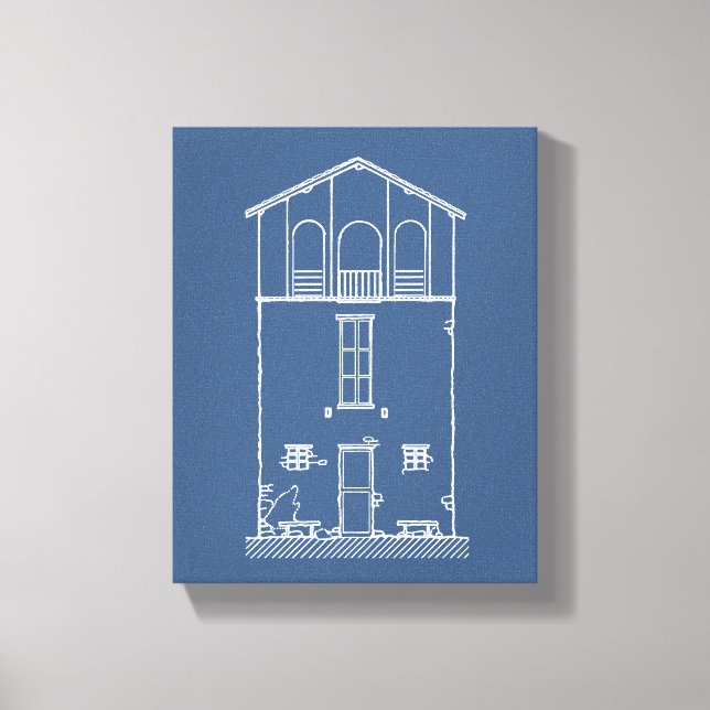 Modern blåkopia för Rustic House | Blå flotta Canvastryck (Framsida)