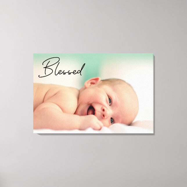 Modern bländad Baby-foto i skript Canvastryck (Framsida)