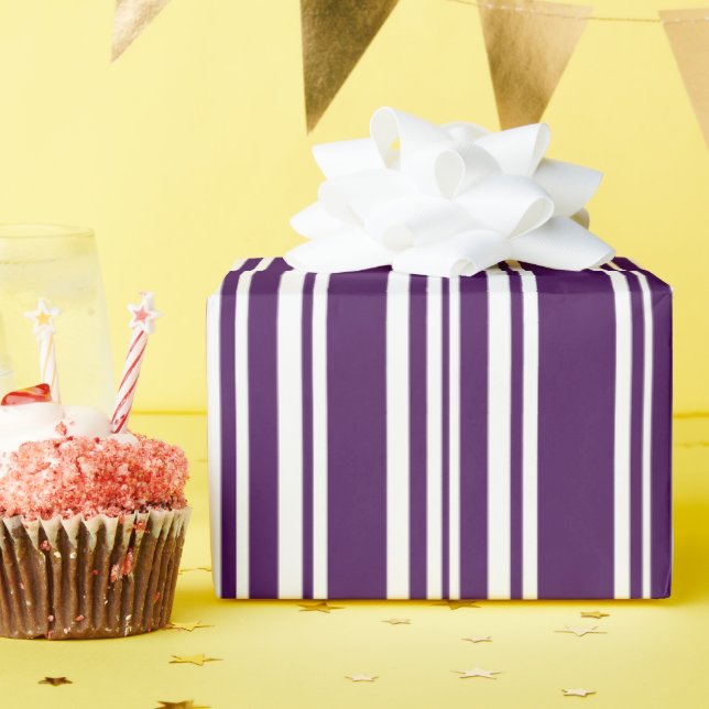 Modern blandad Lila och Vita Rand Presentpapper (Födelsedagsfest)