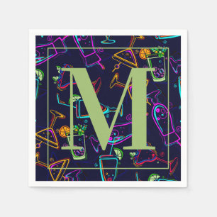 Modern blandad Monogram för lycklig timme för Pappersservett