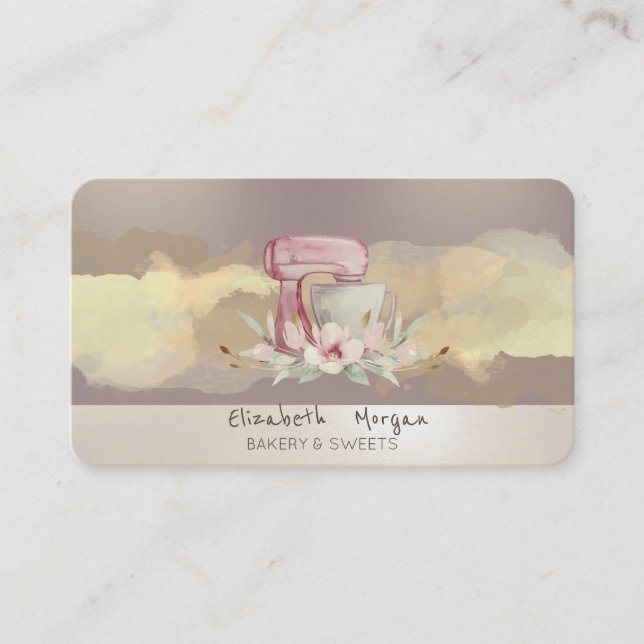 Modern blandning av vattenfärgsstreck, blomning visitkort (Framsida)