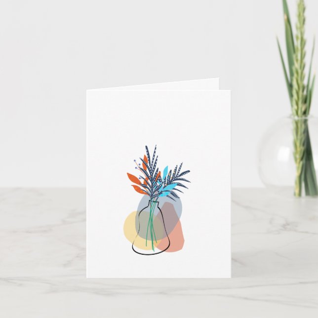 Modern Blank Botanical Note Card Stationery Tack Kort (Framsida)