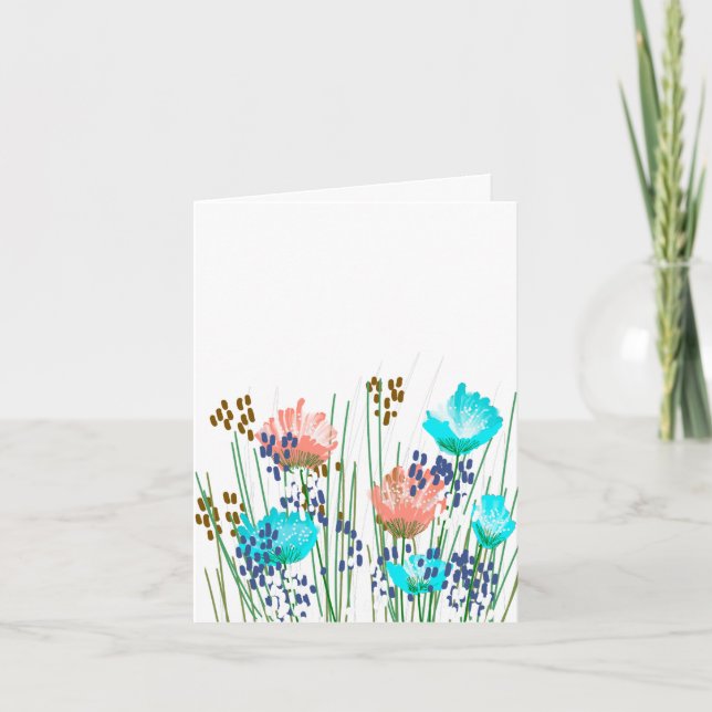 Modern Blank Botanical Note Card Stationery Tack Kort (Framsida)