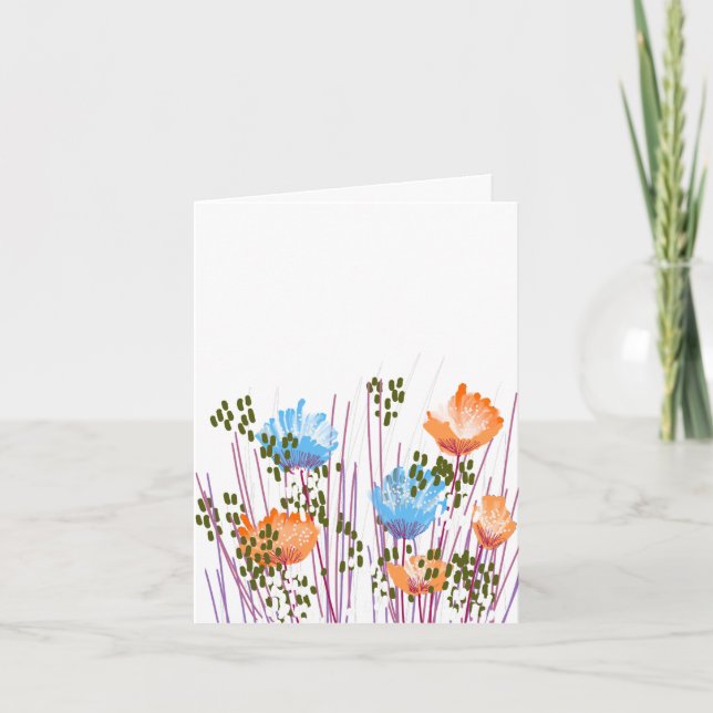 Modern Blank Botanical Note Card Stationery Tack Kort (Framsida)