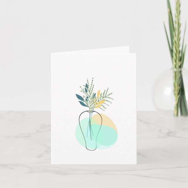 Modern Blank Botanical Note Card Stationery Tack Kort (Framsida)