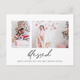 Modern blankt 2 foton Skriptjul Vykort