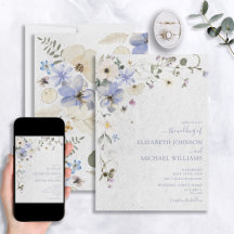 Modern blåpressad torkad blomma Bröllop