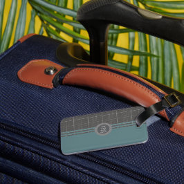 Modern Blåprint Geometrisk Rutnäts Bagage Tag LT02 Bagagebricka
