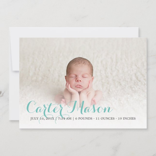 Modern blåskript - födelsemeddelande meddelande (Framsida)