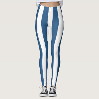 Modern blåteal och vit rand-balkar leggings