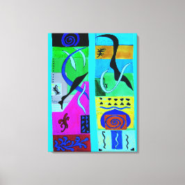 Modern blått Abstrakt inspiration från Matisse Canvastryck