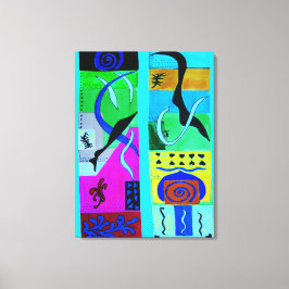 Modern blått Abstrakt inspiration från Matisse Canvastryck